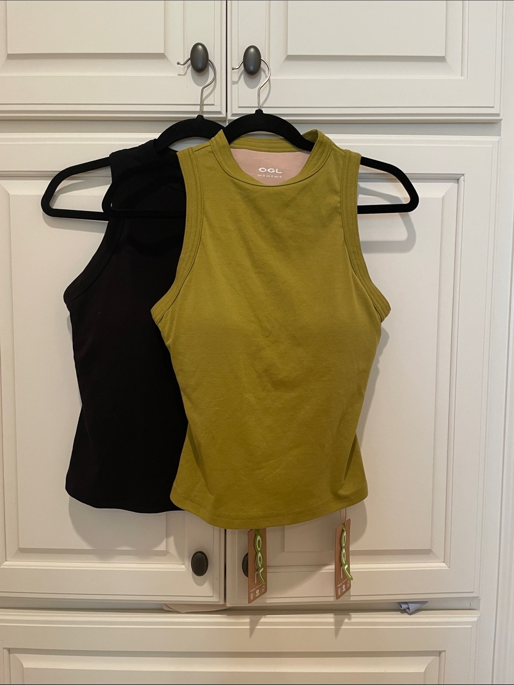 OGL Olive Green & Black Ribbed High-Neck Tank Duo